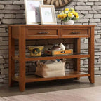TUYOHW 42 Table Console en Bois avec 2 Tiroirs et Étagères Ouvertes, Buffet D'Entrée Rustique avec Poignées en Fer pour Cuisine, Salon, Entrée, Couloir