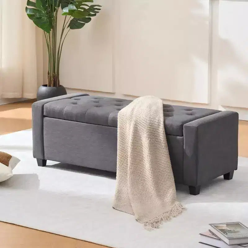 Banc de rangement gigogne capitonné Okak Modern, banc à chaussures rembourré pour chambre à coucher, couloir