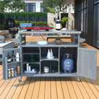 Chariot de barbecue portable avec rangement, table de préparation de barbecue en PEHD étanche avec plateau en acier inoxydable 304, utilisation par tous les temps, chariot de camping avec roues
