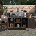 Portable Grill Cart with Storage, Waterproof HDPE BBQ Prep Table 304 Stainless Steel Top, All-Weather Use, Camping Cart with Wheels