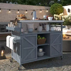 Chariot de barbecue portable avec rangement, table de préparation de barbecue en PEHD étanche avec plateau en acier inoxydable 304, utilisation par tous les temps, chariot de camping avec roues