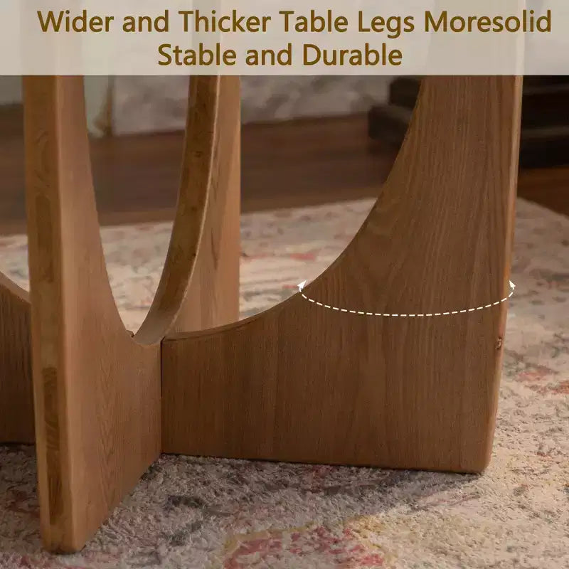 Maxax – Table basse ronde de 31,1 po en bois de chêne naturel avec base découpée pour salon et espaces de ferme