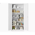 Armoire de rangement haute en métal de 180 cm avec portes verrouillables, 4 étagères réglables et pieds de nivellement, organisateur robuste en acier laminé à froid pour cellier, garage