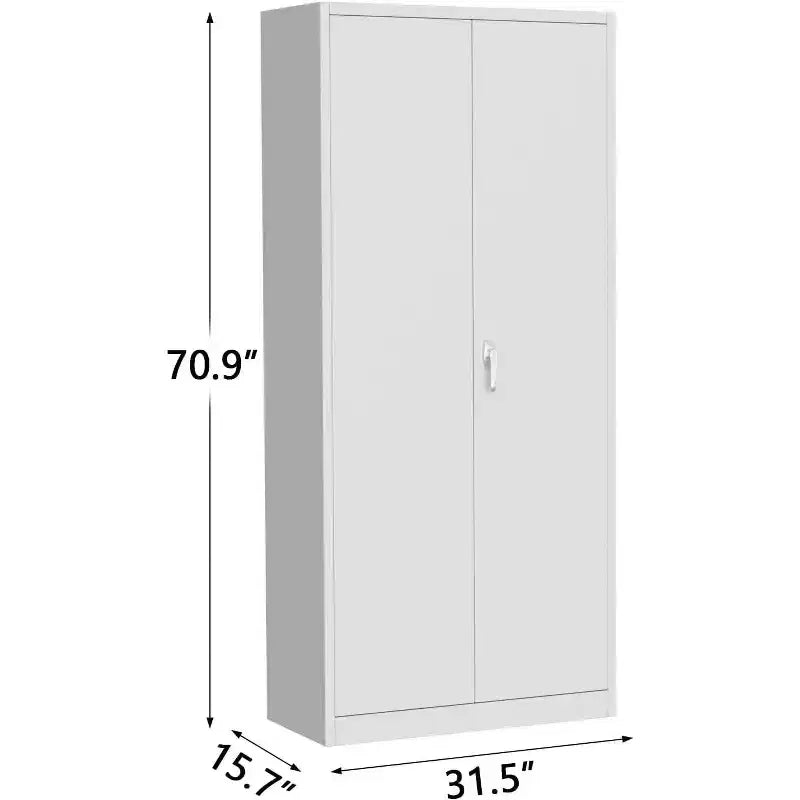Armoire de rangement haute en métal de 180 cm avec portes verrouillables, 4 étagères réglables et pieds de nivellement, organisateur robuste en acier laminé à froid pour cellier, garage