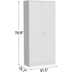 Armoire de rangement haute en métal de 180 cm avec portes verrouillables, 4 étagères réglables et pieds de nivellement, organisateur robuste en acier laminé à froid pour cellier, garage