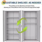 Armoire de rangement haute en métal de 180 cm avec portes verrouillables, 4 étagères réglables et pieds de nivellement, organisateur robuste en acier laminé à froid pour cellier, garage