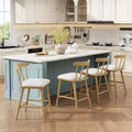 Christopher Knight Home Yuki Modern Rubberwood Upholstered Counter Stools with Curved Open Backrest (Set of 4)
