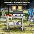 Gril et table de préparation pliables portables avec roulettes, support de barbecue en acier inoxydable pour le camping, les pique-niques et la cuisine en plein air, chariot de salle à manger roulant