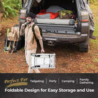 Gril et table de préparation pliables portables avec roulettes, support de barbecue en acier inoxydable pour le camping, les pique-niques et la cuisine en plein air, chariot de salle à manger roulant
