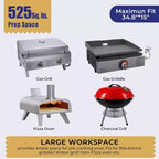 Gril et table de préparation pliables portables avec roulettes, support de barbecue en acier inoxydable pour le camping, les pique-niques et la cuisine en plein air, chariot de salle à manger roulant