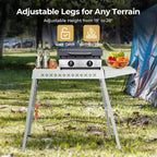 Gril et table de préparation pliables portables avec roulettes, support de barbecue en acier inoxydable pour le camping, les pique-niques et la cuisine en plein air, chariot de salle à manger roulant