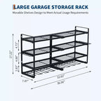 COZONY Étagère de Rangement Murale Robuste pour Outils, Support Métallique à 4 Niveaux pour Garage avec 8 Fentes et Crochets pour Perceuse, Capacité de 109 kg, Organisateur d'Outils pour Atelier