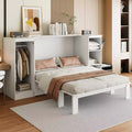 Clihome Twin Size Murphy Bed with Bedside Shelves and Wardrobe