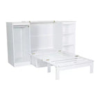 Lit escamotable double Clihome avec étagères de chevet et armoire