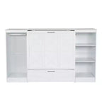 Lit escamotable double Clihome avec étagères de chevet et armoire