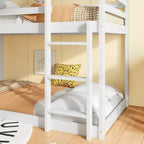 Bellemave Lit Superposé Jumeau sur Jumeau de type Maison avec Échelle et Barrières de Sécurité, Cadre de Lit Superposé en Bois d'Hévéa pour Enfants