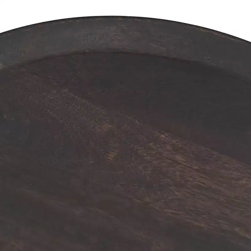 MAYEERTY Table d'appoint élégante en bois de manguier de style bohème, table basse à plateau incurvé avec rebords et tons terreux pour le salon