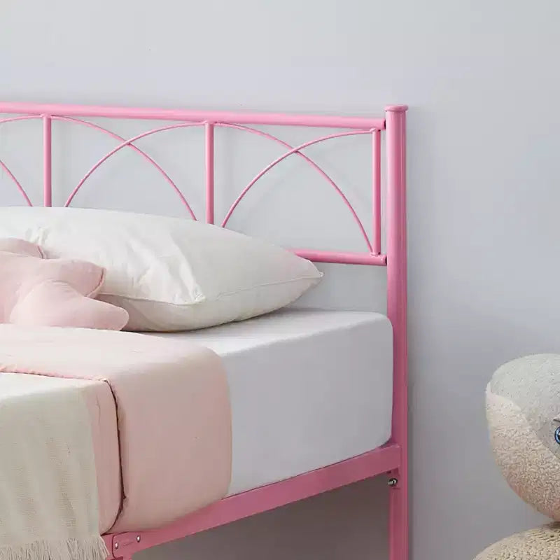 COZONY Cadre de lit double 14 pouces avec tête de lit/pied de lit, lit plateforme rose avec rangement sous le lit