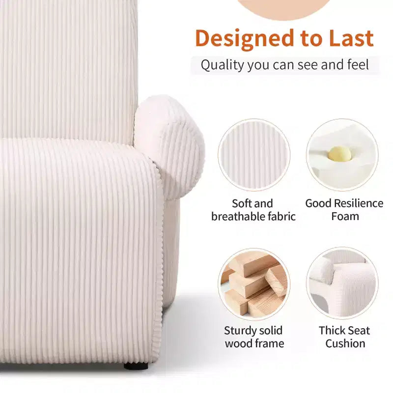 Fauteuil d'appoint surdimensionné Bestier en tissu chenille de qualité supérieure, avec larges accoudoirs, confort ergonomique et cadre en bois massif
