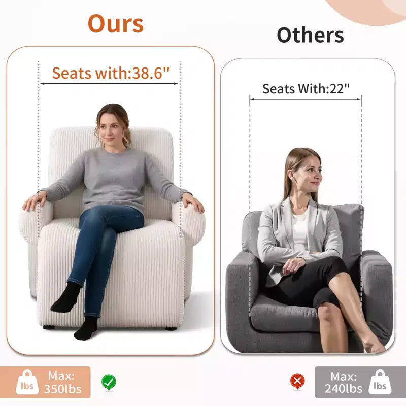 Fauteuil d'appoint surdimensionné Bestier en tissu chenille de qualité supérieure, avec larges accoudoirs, confort ergonomique et cadre en bois massif