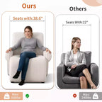 Fauteuil d'appoint surdimensionné Bestier en tissu chenille de qualité supérieure, avec larges accoudoirs, confort ergonomique et cadre en bois massif