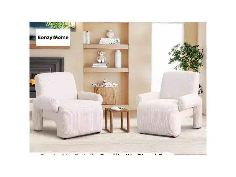 Fauteuil d'appoint surdimensionné Bestier en tissu chenille de qualité supérieure, avec larges accoudoirs, confort ergonomique et cadre en bois massif