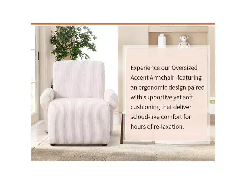 Fauteuil d'appoint surdimensionné Bestier en tissu chenille de qualité supérieure, avec larges accoudoirs, confort ergonomique et cadre en bois massif