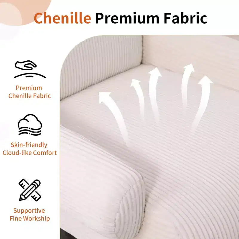 Fauteuil d'appoint surdimensionné Bestier en tissu chenille de qualité supérieure, avec larges accoudoirs, confort ergonomique et cadre en bois massif
