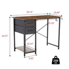 Bureau d'ordinateur moderne en bois Okak avec tiroirs à position réglable et crochets latéraux, bureau d'écriture de rangement pour adolescents pour l'étude, le bureau