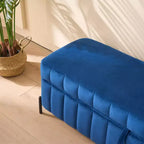TUYOHW Banc de rangement moderne avec tabouret de coiffeuse capitonné en velours et pieds en métal, banc de bout de lit pour salon, chambre, entrée