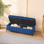TUYOHW Banc de rangement moderne avec tabouret de coiffeuse capitonné en velours et pieds en métal, banc de bout de lit pour salon, chambre, entrée