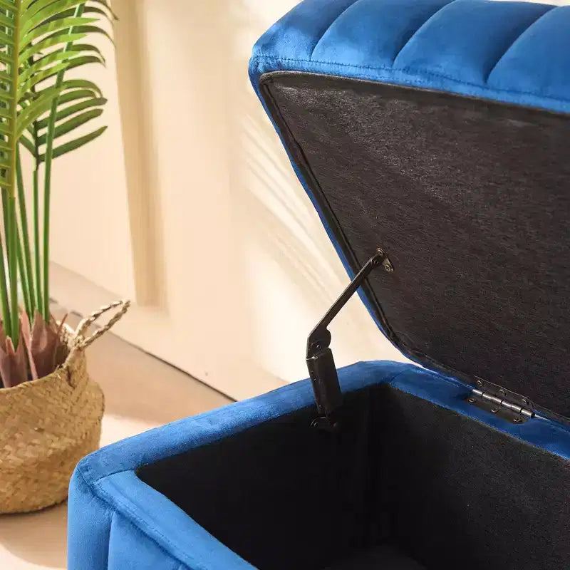 TUYOHW Banc de rangement moderne avec tabouret de coiffeuse capitonné en velours et pieds en métal, banc de bout de lit pour salon, chambre, entrée