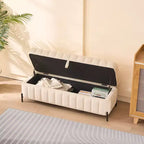 TUYOHW Banc de rangement moderne avec tabouret de coiffeuse capitonné en velours et pieds en métal, banc de bout de lit pour salon, chambre, entrée