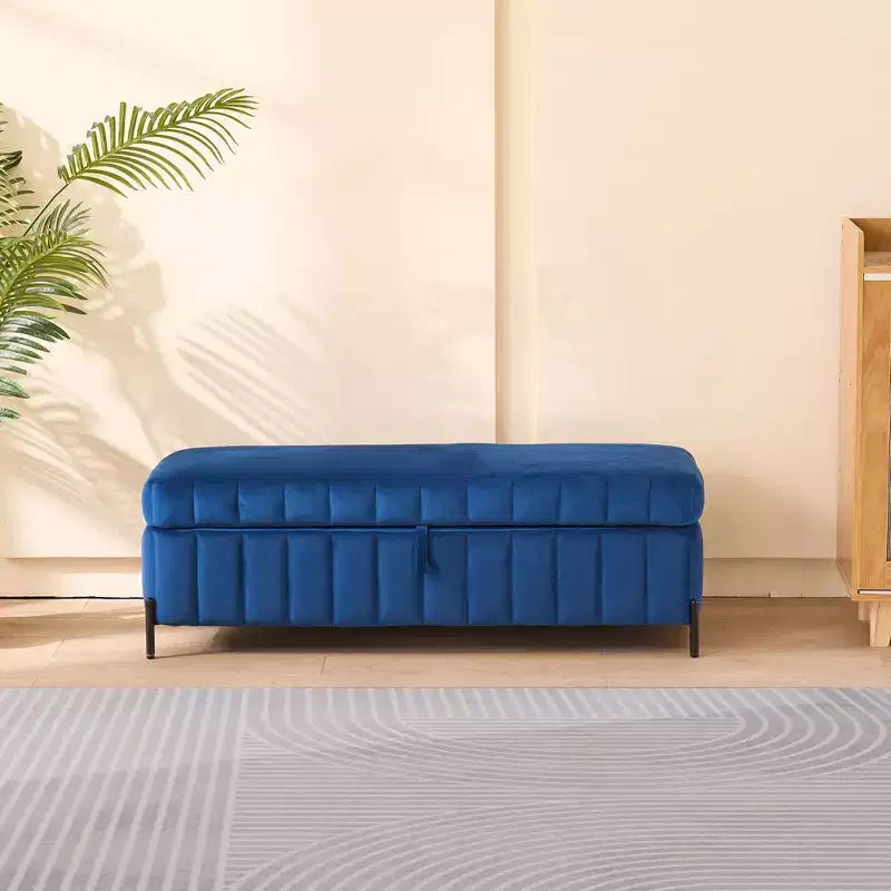 TUYOHW Banc de rangement moderne avec tabouret de coiffeuse capitonné en velours et pieds en métal, banc de bout de lit pour salon, chambre, entrée