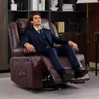 Fauteuil inclinable pivotant à 360° pour adultes, canapé-planeur manuel à bascule avec 3 positions, 2 porte-gobelets, 4 poches pour salon, chambre à coucher