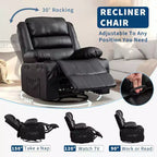 Fauteuil inclinable pivotant à 360° pour adultes, canapé-planeur manuel à bascule avec 3 positions, 2 porte-gobelets, 4 poches pour salon, chambre à coucher
