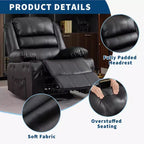 Fauteuil inclinable pivotant à 360° pour adultes, canapé-planeur manuel à bascule avec 3 positions, 2 porte-gobelets, 4 poches pour salon, chambre à coucher