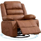 Fauteuil inclinable pivotant à 360° pour adultes, canapé-planeur manuel à bascule avec 3 positions, 2 porte-gobelets, 4 poches pour salon, chambre à coucher