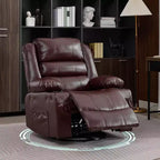 Fauteuil inclinable pivotant à 360° pour adultes, canapé-planeur manuel à bascule avec 3 positions, 2 porte-gobelets, 4 poches pour salon, chambre à coucher