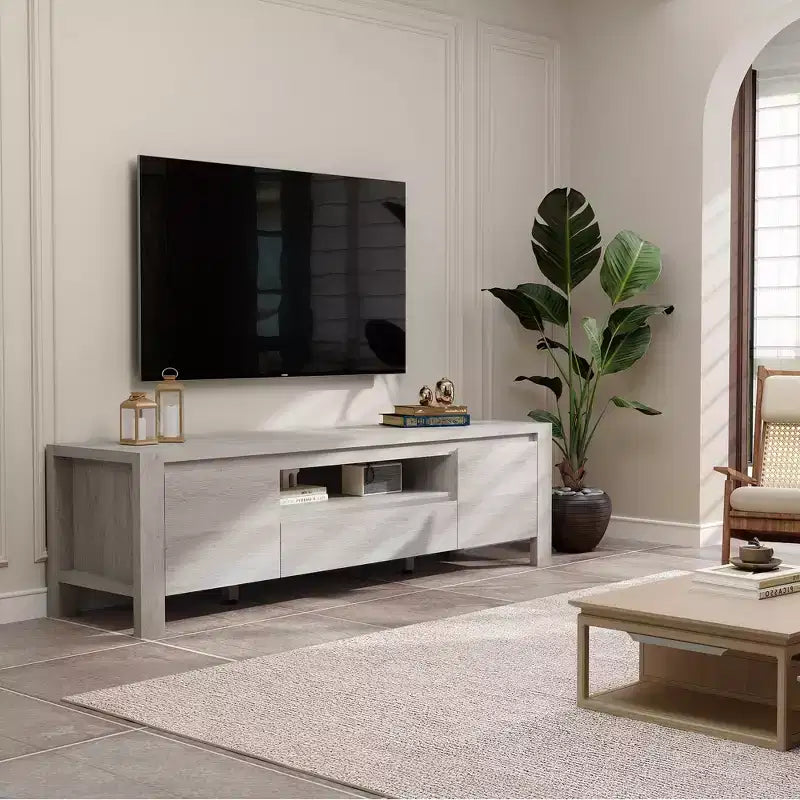 Meuble TV de 55 po avec portes et armoire, meuble de divertissement style rustique, support de divertissement pour téléviseurs jusqu'à 60 po, console TV pour salon, chambre à coucher