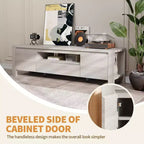 Meuble TV de 55 po avec portes et armoire, meuble de divertissement style rustique, support de divertissement pour téléviseurs jusqu'à 60 po, console TV pour salon, chambre à coucher