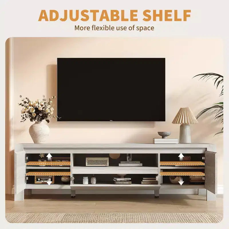 Meuble TV de 55 po avec portes et armoire, meuble de divertissement style rustique, support de divertissement pour téléviseurs jusqu'à 60 po, console TV pour salon, chambre à coucher
