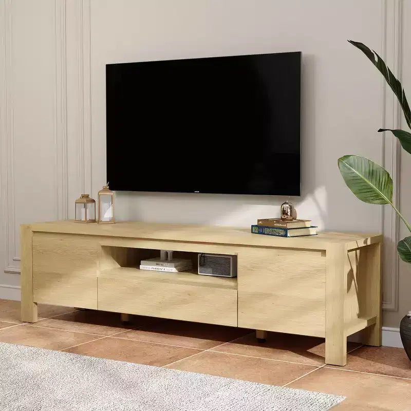 Meuble TV de 55 po avec portes et armoire, meuble de divertissement style rustique, support de divertissement pour téléviseurs jusqu'à 60 po, console TV pour salon, chambre à coucher