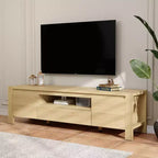 Meuble TV de 55 po avec portes et armoire, meuble de divertissement style rustique, support de divertissement pour téléviseurs jusqu'à 60 po, console TV pour salon, chambre à coucher