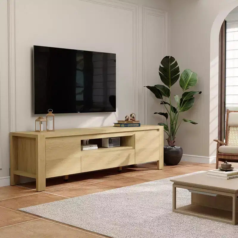 Meuble TV de 55 po avec portes et armoire, meuble de divertissement style rustique, support de divertissement pour téléviseurs jusqu'à 60 po, console TV pour salon, chambre à coucher