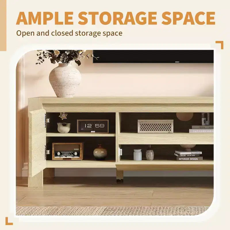 Meuble TV de 55 po avec portes et armoire, meuble de divertissement style rustique, support de divertissement pour téléviseurs jusqu'à 60 po, console TV pour salon, chambre à coucher