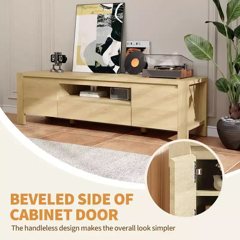 Meuble TV de 55 po avec portes et armoire, meuble de divertissement style rustique, support de divertissement pour téléviseurs jusqu'à 60 po, console TV pour salon, chambre à coucher