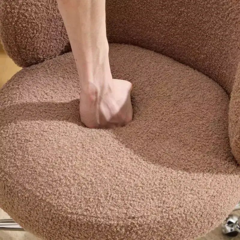 Chaise pivotante Karl Home Teddy pour bureau à roulettes réglable avec soutien pour le salon, blanche