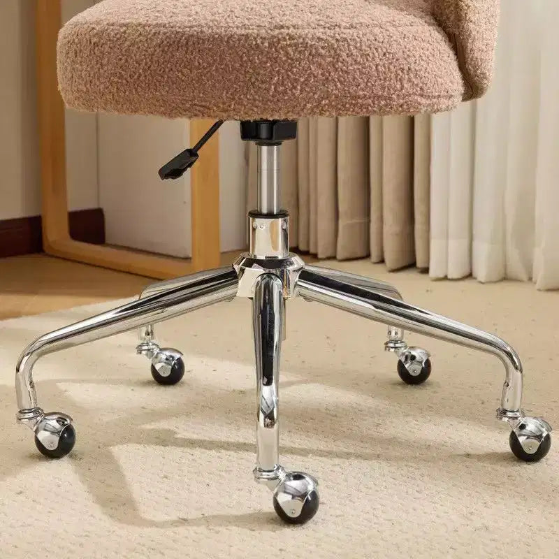 Chaise pivotante Karl Home Teddy pour bureau à roulettes réglable avec soutien pour le salon, blanche