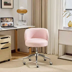 Chaise pivotante Karl Home Teddy pour bureau à roulettes réglable avec soutien pour le salon, blanche